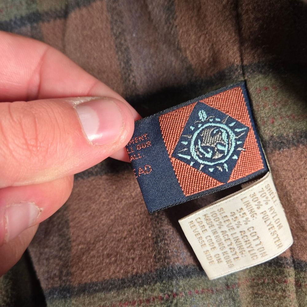 Vintage The Territory Ahead Duster Coat Mens M Brown Plaid Lined Western - Picture 5 of 9